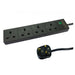2m 4 Gang Surge Protected LED Indicator UK Mains Extension - Black-Power / Fans / PCIe-Gigante Computers