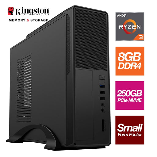 AMD Ryzen 3 3200G 4 Core 8 Threads 3.60GHz (4.00GHz Boost) 8GB Kingston DDR4 RAM, 250GB Kingston NVMe, - Small Form Factor Case - Pre-Built System-System Builds-Gigante Computers