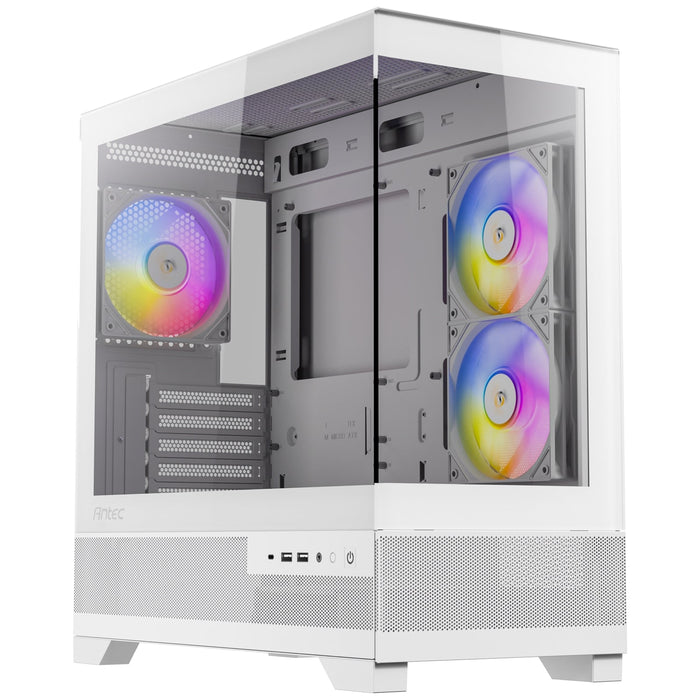 ANTEC CX500M Micro Tower Gaming Case, White, 2 x USB 3.0 / 1 x USB Type-C, Tempered Glass Side Panel, Micro-ATX/ITX-Cases-Gigante Computers