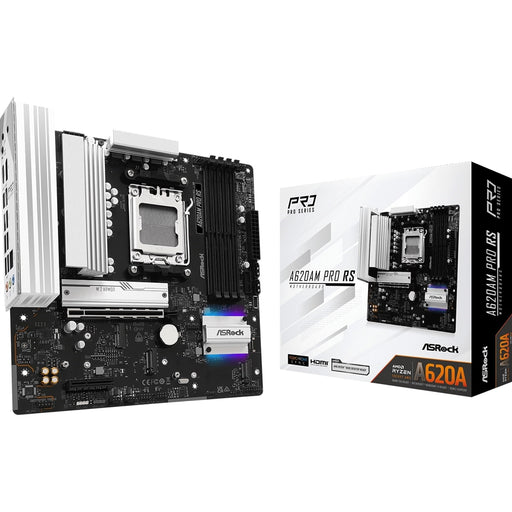 ASRock A620AM PRO RS AMD Socket AM5 Motherboard, 4 x DDR5 DIMM Slots, 1 x M.2 Socket (Key E), 2 x USB 3.2 Type-C, 2.5G LAN, 1 x HDMI Port/ 1 x Display Port-Motherboards-Gigante Computers