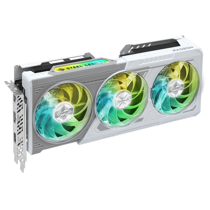 ASRock AMD Radeon RX 9060 XT Steel Legend OC 16GB GDDR6 Graphics Card, 2048 Streams, 3320MHz Boost Clock, Triple Fan, 2x DisplayPorts / 1x HDMI Port-Graphics Cards-Gigante Computers