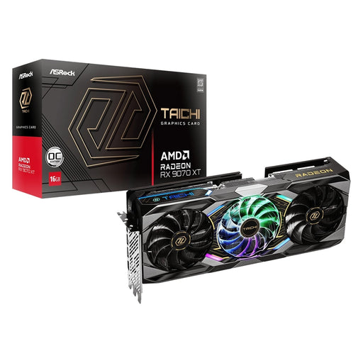 ASRock AMD Radeon RX 9070 XT Taichi 16GB OC GDDR6 Graphics Card, 4096 Streams, 3100MHz Boost Clock, Triple Fan, 3x DisplayPorts / 1x HDMI Port-Graphics Cards-Gigante Computers
