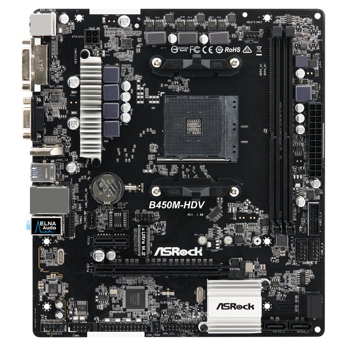 ASRock B450M-HDV AMD Socket AM4 Micro ATX VGA/DVI-D/HDMI DDR4 USB 3.1 Motherboard-Motherboards-Gigante Computers