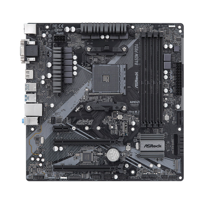 ASRock B450M Pro4 R2.0 AMD Socket AM4 Micro ATX VGA/DVI-D/HDMI DDR4 USB C 3.1 Motherboard-Motherboards-Gigante Computers