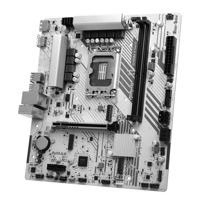 ASRock B760M-X Gen5 Intel 1700 Socket Motherboard, Micro-ATX, 2x DDR5 Slots, 2x M.2 Socket, 2.5GbE LAN, 1x DisplayPort / 1x HDMI Port-Motherboards-Gigante Computers