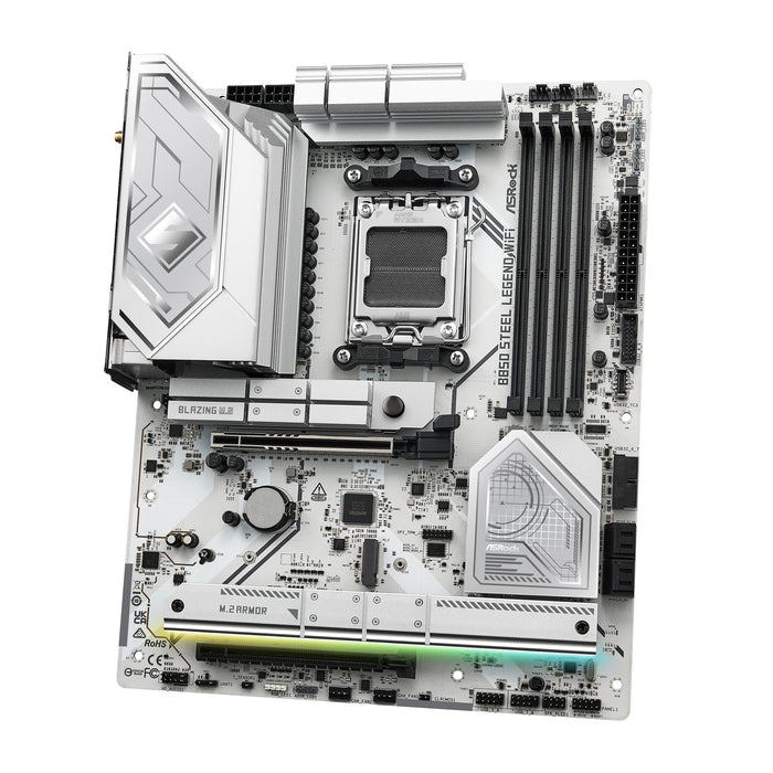 ASRock B850 Steel Legend WiFi AMD AM5 Socket Motherboard, ATX, 4x DDR5 Slots, 4x M.2 Sockets, 2x USB-C Port, Fitted I/O Shield, 2.5GbE LAN, Wi-Fi 7, 1x HDMI Port-Motherboards-Gigante Computers