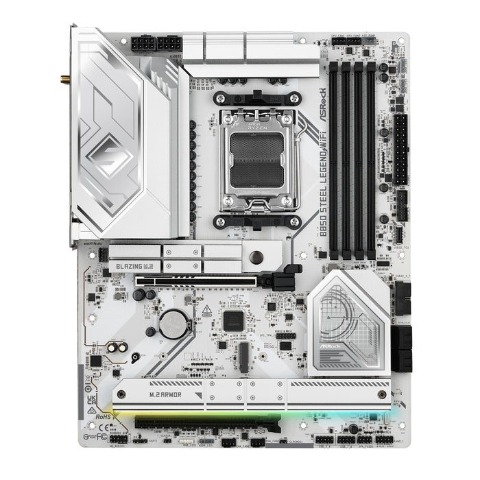 ASRock B850 Steel Legend WiFi AMD AM5 Socket Motherboard, ATX, 4x DDR5 Slots, 4x M.2 Sockets, 2x USB-C Port, Fitted I/O Shield, 2.5GbE LAN, Wi-Fi 7, 1x HDMI Port-Motherboards-Gigante Computers