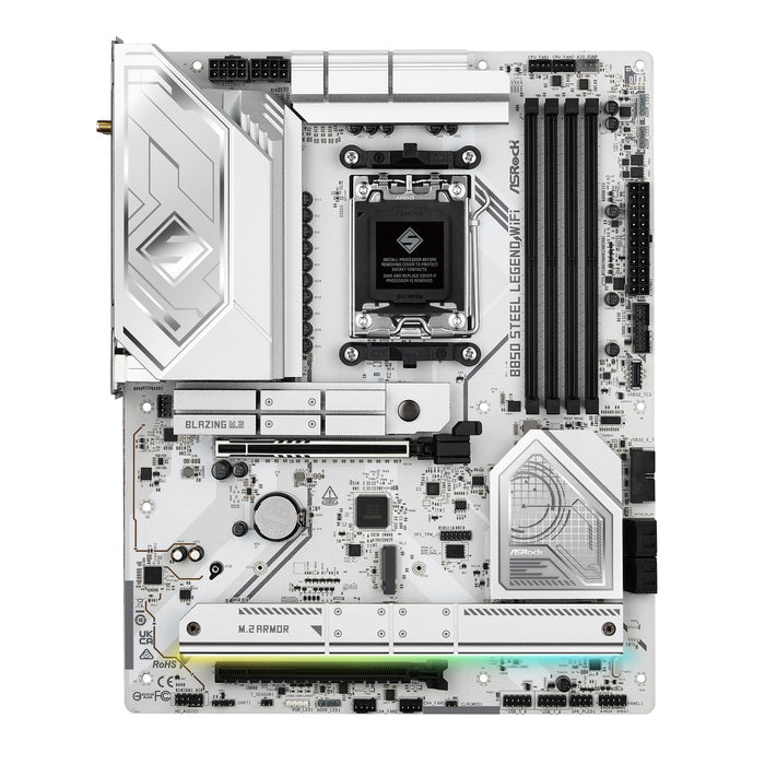ASRock B850 Steel Legend WiFi AMD AM5 Socket Motherboard, ATX, 4x DDR5 Slots, 4x M.2 Sockets, 2x USB-C Port, Fitted I/O Shield, 2.5GbE LAN, Wi-Fi 7, 1x HDMI Port-Motherboards-Gigante Computers