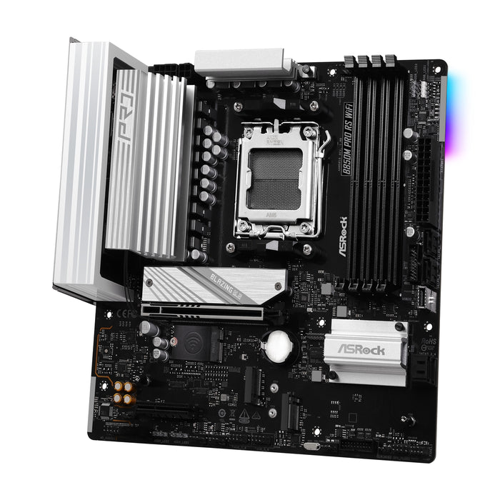 ASRock B850M Pro RS WiFi AMD AM5 Socket Motherboard, Micro-ATX, 4x DDR5 Slots, 3x M.2 Sockets, 2x USB-C Port, Fitted I/O Shield, 2.5GbE LAN, Wi-Fi 6E, 1x DisplayPort / 1x HDMI Port-Motherboards-Gigante Computers