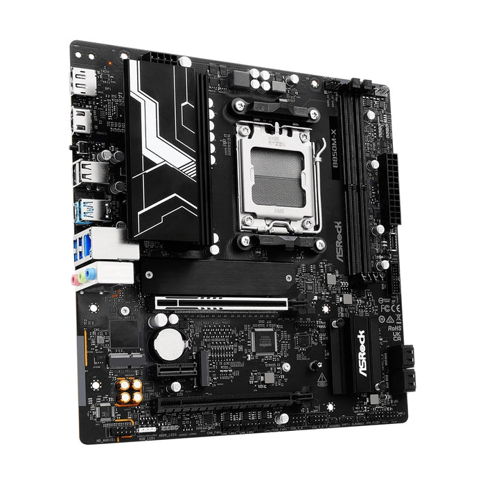 ASRock B850M-X AMD AM5 Socket Motherboard, Micro-ATX, 2x DDR5 Slots, 2x M.2 Sockets, 1x USB-C Port, 2.5GbE LAN, 1x DisplayPort / 1x HDMI Port-Motherboards-Gigante Computers