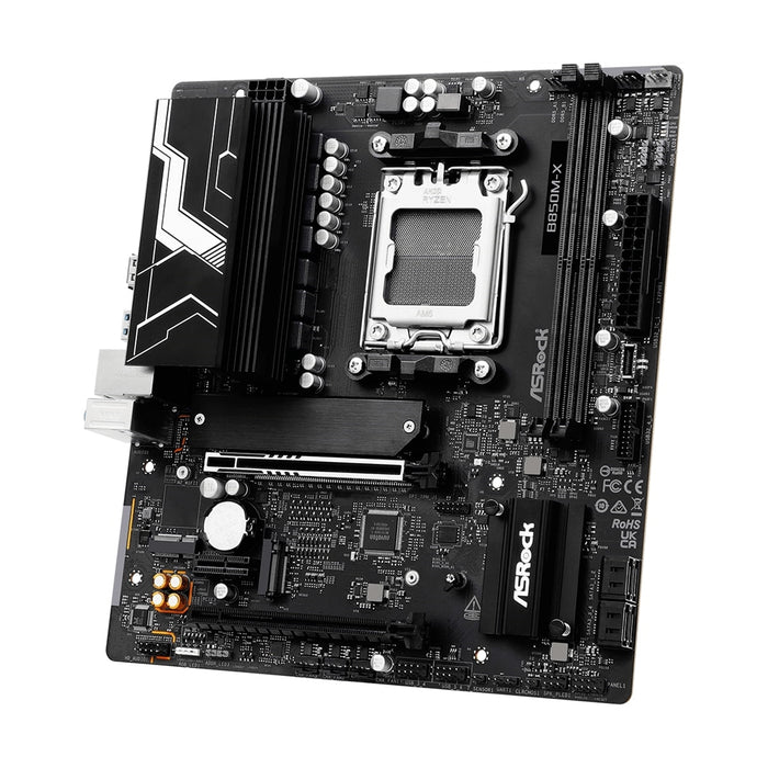 ASRock B850M-X AMD AM5 Socket Motherboard, Micro-ATX, 2x DDR5 Slots, 2x M.2 Sockets, 1x USB-C Port, 2.5GbE LAN, 1x DisplayPort / 1x HDMI Port-Motherboards-Gigante Computers