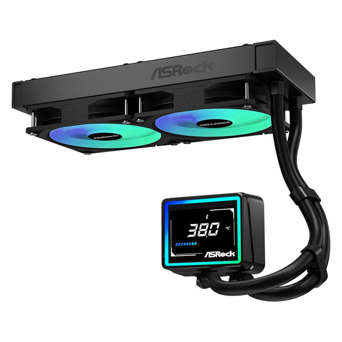 ASRock Challenger 240 Digital AIO Liquid CPU Cooler, 240mm Radiator, Dual 120mm PWM ARGB Fans, 3" Digital Display, Intel LGA1700/1851 & AMD AM5/AM4 Compatible-Fans-Gigante Computers