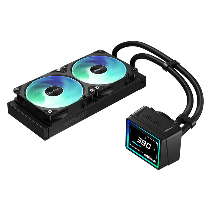 ASRock Challenger 240 Digital AIO Liquid CPU Cooler, 240mm Radiator, Dual 120mm PWM ARGB Fans, 3" Digital Display, Intel LGA1700/1851 & AMD AM5/AM4 Compatible-Fans-Gigante Computers
