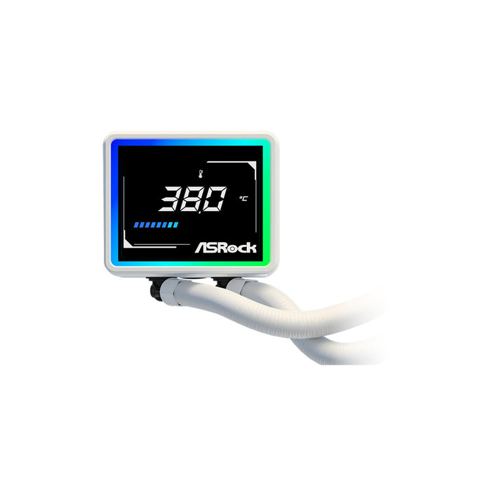 ASRock Challenger 360 Digital White AIO Liquid CPU Cooler, 360mm Radiator, Triple 120mm PWM ARGB Fans, 3? Digital Display, Intel LGA1700/1851 & AMD AM5/AM4 Compatible-Fans-Gigante Computers