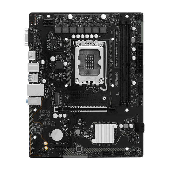 ASRock H610M-HVS/M.2 D5 GEN5 Intel 1700 Socket Motherboard, Micro-ATX, 2x DDR5 Slots, 1x M.2 Socket, GbE LAN, 1x D-Sub / 1x HDMI Port-Motherboards-Gigante Computers