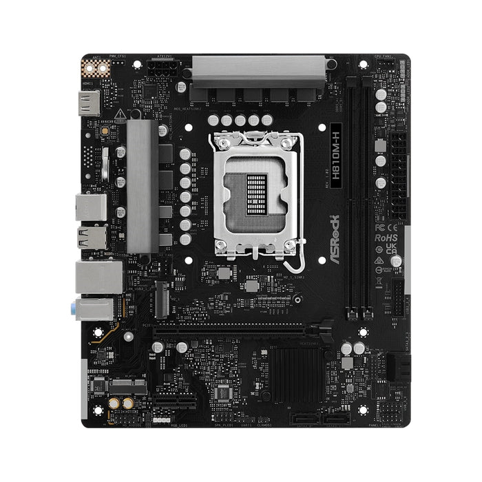 ASRock H810M-H Intel Socket 1851 Motherboard, 2 x DDR5 DIMM Slots, 1 x Hyper M.2 Socket , ASRock Intel 4-Layer Memory POOL 1 x HDMI Port/ 1 x Display Port-Motherboards-Gigante Computers