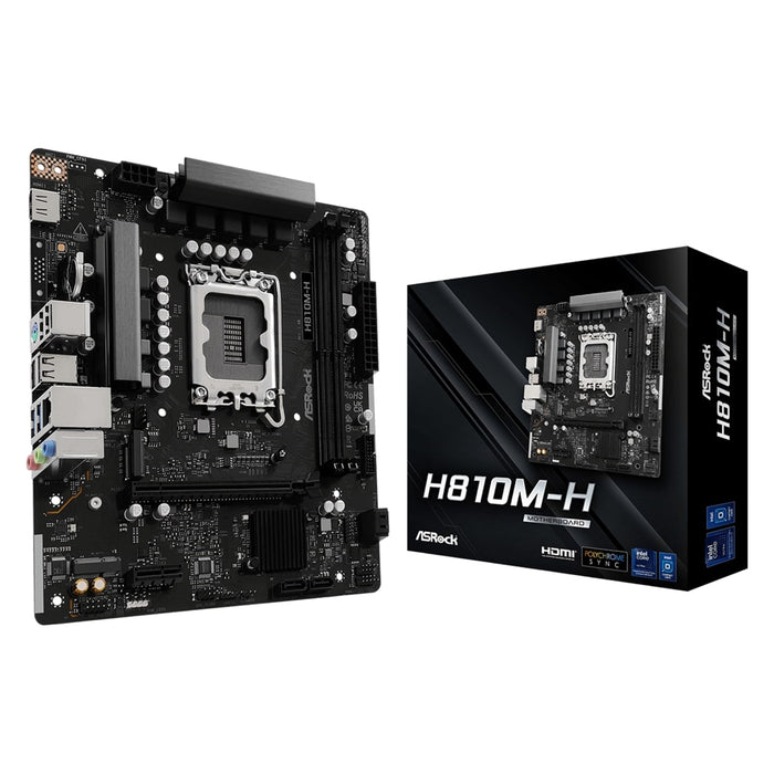 ASRock H810M-H Intel Socket 1851 Motherboard, 2 x DDR5 DIMM Slots, 1 x Hyper M.2 Socket , ASRock Intel 4-Layer Memory POOL 1 x HDMI Port/ 1 x Display Port-Motherboards-Gigante Computers