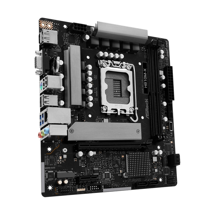ASRock H810M-X Intel Socket 1851 Motherboard, 2 x DDR5 DIMM Slots, 1 x M.2 Socket (Key E), 1 x USB 3.2 Type-C, 2.5G LAN, 1 x HDMI Port/ 1 x Display Port-Motherboards-Gigante Computers