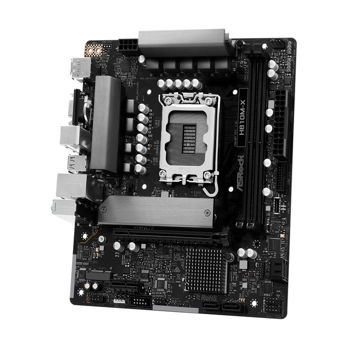 ASRock H810M-X Intel Socket 1851 Motherboard, 2 x DDR5 DIMM Slots, 1 x M.2 Socket (Key E), 1 x USB 3.2 Type-C, 2.5G LAN, 1 x HDMI Port/ 1 x Display Port-Motherboards-Gigante Computers