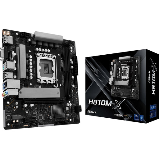 ASRock H810M-X Intel Socket 1851 Motherboard, 2 x DDR5 DIMM Slots, 1 x M.2 Socket (Key E), 1 x USB 3.2 Type-C, 2.5G LAN, 1 x HDMI Port/ 1 x Display Port-Motherboards-Gigante Computers