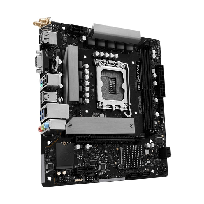 ASRock H810M-X WIFI Intel Socket 1851 Motherboard, 2 x DDR5 DIMM Slots, 1 x M.2 Socket (Key E), 1 x USB 3.2 Type-C, 2.5G LAN, 802.11ac Wi-Fi Module, 1 x HDMI Port/ 1 x Display Port-Motherboards-Gigante Computers