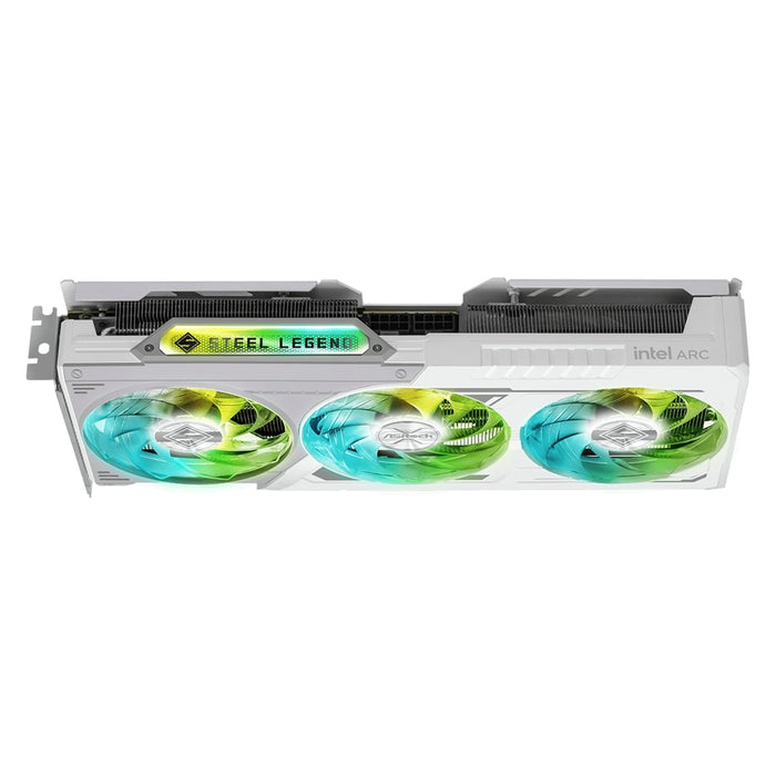 ASRock Intel Arc B580 Steel Legend 12GB OC Graphics Card, 12GB GDDR6, 2800 MHz Base Clock, Dual Fan, White, RGB, 3x DisplayPorts / 1x HDMI Port-Graphics Cards-Gigante Computers