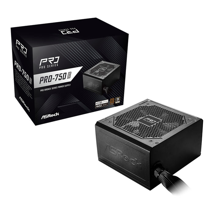 ASRock PRO-750B 750W ATX Power Supply Unit, 80 Plus Bronze Certified, 120mm Silent Cooling Fan, High Efficiency PSU-Power Supplies-Gigante Computers