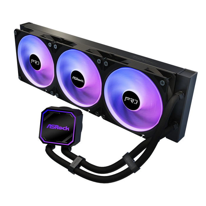 ASRock Pro 360 ARGB AIO Liquid CPU Cooler, 360mm Radiator, Triple 120mm PWM Fans, Addressable RGB, Intel LGA1700/1851 & AMD AM5/AM4 Compatible-Fans-Gigante Computers