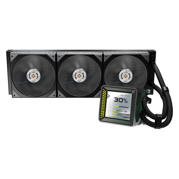 ASRock Steel Legend Dark 360 LCD AIO Liquid CPU Cooler, 360mm Radiator, Triple 120mm PWM ARGB Fans, LCD Display, Intel LGA1700/1851 & AMD AM5/AM4 Compatible-Fans-Gigante Computers