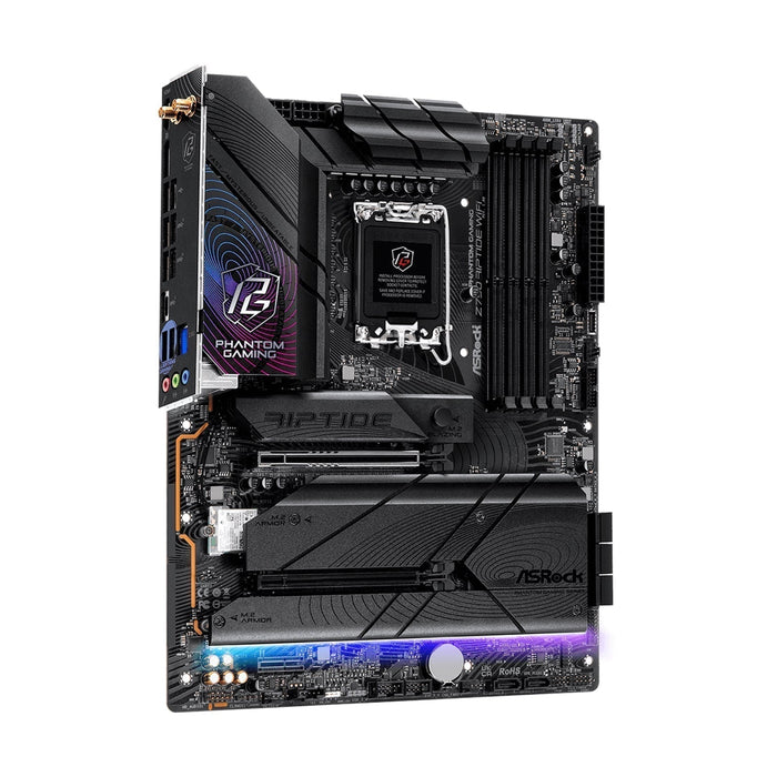 ASRock Z790 RIPTIDE WIFI Motherboard, Intel Socket LGA1700, Supports 14th, 13th & 12th Gen, 1x PCIe 5.0 x16, 1x PCIe 4.0 x16, PCIe 3.0 x1, ATX, USB 3.2 Gen2x2, Killer 2.5G LAN, Hyper M.2 PCIe Gen4 x 8 & SATA3, 802.11be WiFi 7 + Bluetooth-Motherboards-Gigante Computers