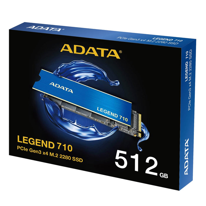 Adata Legend 710 (ALEG-710-512GCS) 512GB NVMe SSD, M.2 Interface, PCIe Gen3, 2280, Read 2400MB/s, Write 1800MB/s, Heatsink, 3 Year Warranty-Hard Drives-Gigante Computers