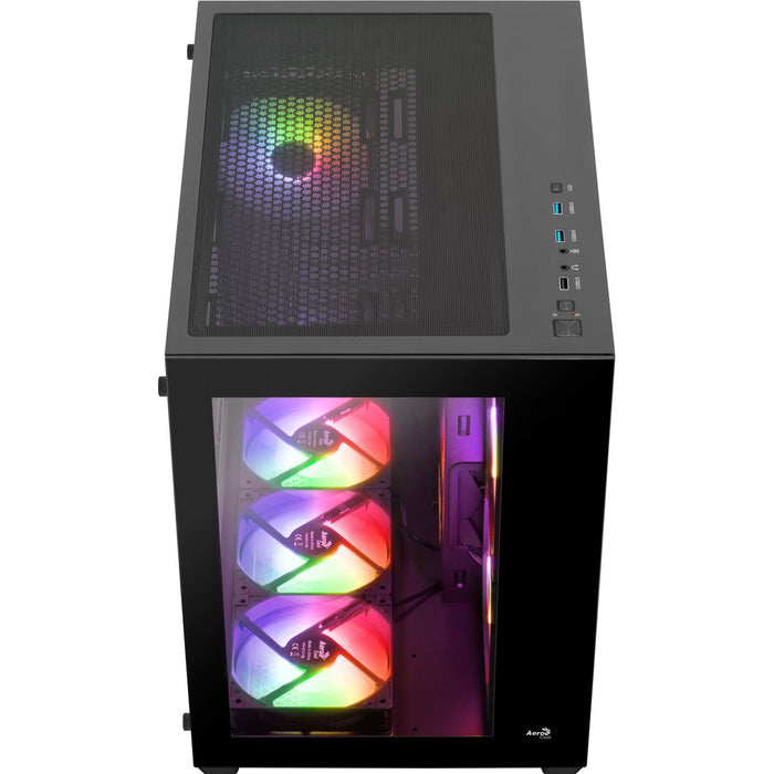 Aerocool (ACCM-ES01163.11) Mid tower PC case, Tempered glass, Up to 162mm GPU clearance, RGB, Included fans 2x 140 mm, 4x 120 mm, ATX, Micro-ATX, Mini-ITX-Cases-Gigante Computers