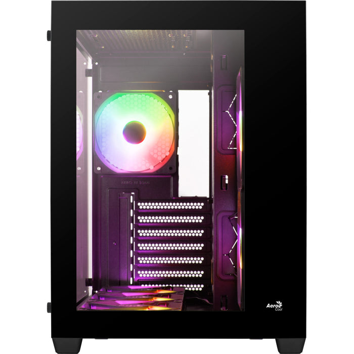Aerocool (ACCM-ES01163.11) Mid tower PC case, Tempered glass, Up to 162mm GPU clearance, RGB, Included fans 2x 140 mm, 4x 120 mm, ATX, Micro-ATX, Mini-ITX-Cases-Gigante Computers