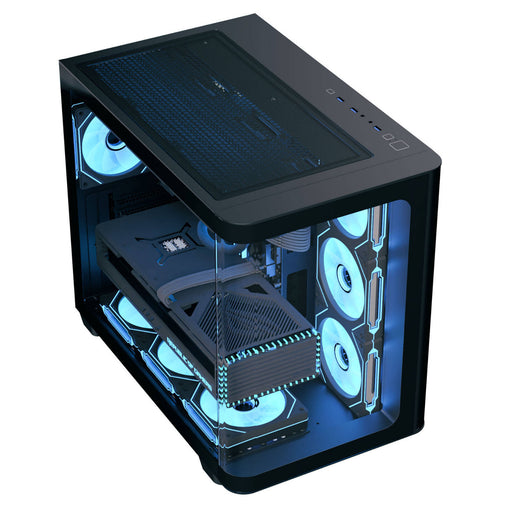 Aerocool (ACCM-PN01043.11) Dual-chamber PC case, Curved glass panelling, 4 x pre-installed 120mm ARGB fans, 450mm GPU clearance, Up to ATX motherboards, 3 x 2.5” and 2 x 3.5” bays, ATX, Micro-ATX, Mini-ITX-Cases-Gigante Computers