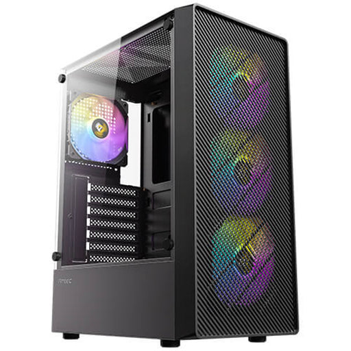 Antec AX26 RGB Elite Mid-Tower Gaming PC Case – Pre-Installed 4 x 120?mm RGB Fans, Tempered Glass Side Panel, High-Airflow Mesh Front – ATX/Micro-ATX/ITX-Cases-Gigante Computers