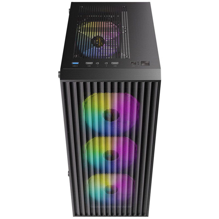 Antec AX27 RGB Elite Mid-Tower Gaming PC Case with Tempered Glass, Full Mesh Front Panel, 4 Pre-installed 120mm Fixed-RGB Fans, ATX/Micro-ATX/ITX Compatible, Black-Cases-Gigante Computers