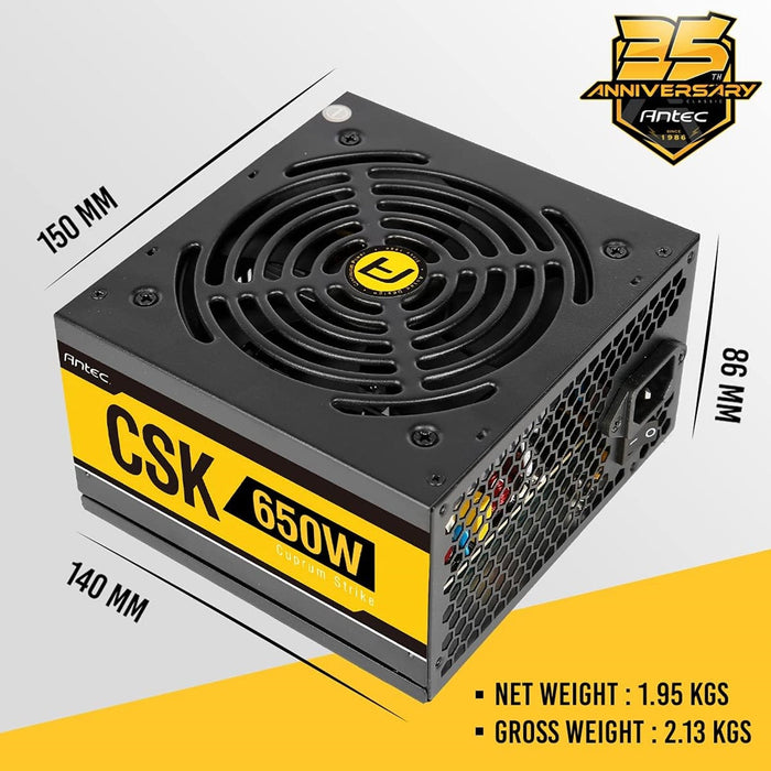 Antec Bronze Power Supply, CSK 650W 80+ Bronze Certified PSU, Continuous Power with 120mm Silent Cooling Fan, ATX 12V 2.31 / EPS 12V, Bronze Power Supply-Power Supplies-Gigante Computers