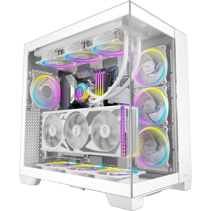 Antec C8 Gaming Case w/ Glass Side & Front, E-ATX, Dual Chamber, Mesh Panels, USB-C, White-Cases-Gigante Computers