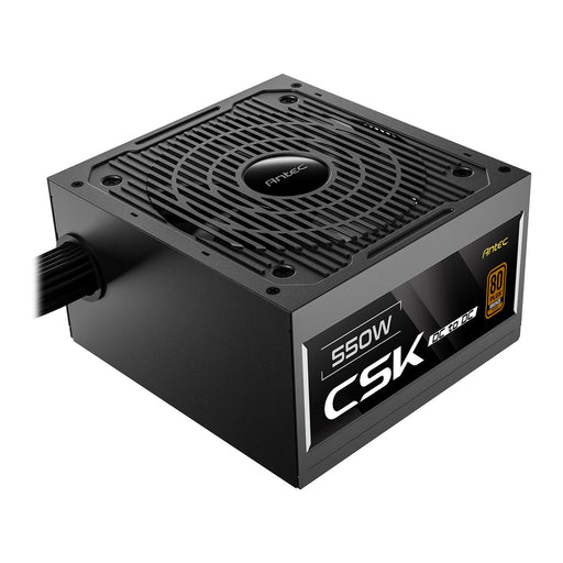 Antec CSK550DC 550W Power Supply, 80 Plus Bronze Certified, ATX 12V 2.52, Non-Modular, DC-to-DC, Flat Black Cables, 120mm Quiet Fan, UK Plug-Power Supplies-Gigante Computers