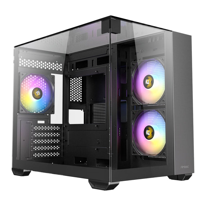 Antec CX600M Trio ARGB Mini Tower Gaming Case, Black, Tempered Glass Panels, Dual Chamber Design, Vertical Cooling, Pre-Installed ARGB Fans, Water Cooling Support,-Cases-Gigante Computers