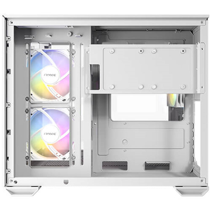 Antec CX600M Trio ARGB Mini Tower Gaming Case, White, Tempered Glass Panels, Dual Chamber Design, Vertical Cooling, Pre-Installed ARGB Fans, Water Cooling Support-Cases-Gigante Computers