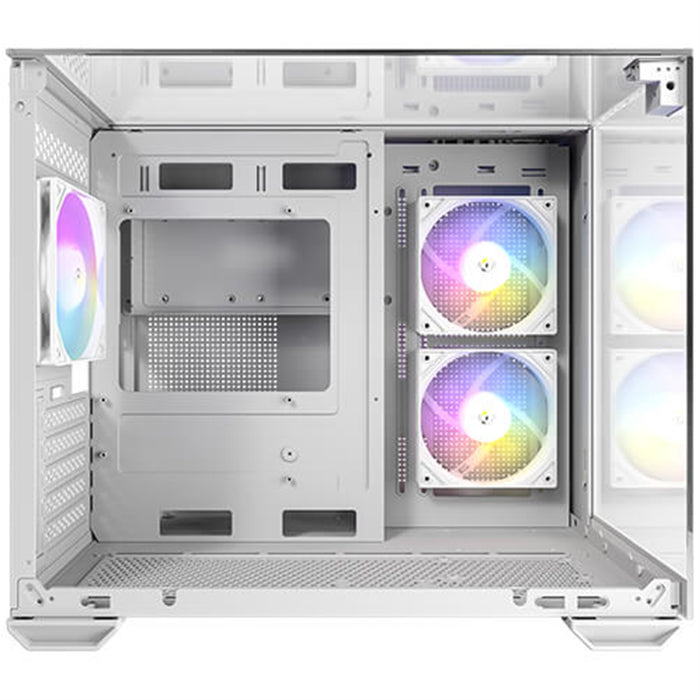 Antec CX600M Trio ARGB Mini Tower Gaming Case, White, Tempered Glass Panels, Dual Chamber Design, Vertical Cooling, Pre-Installed ARGB Fans, Water Cooling Support-Cases-Gigante Computers