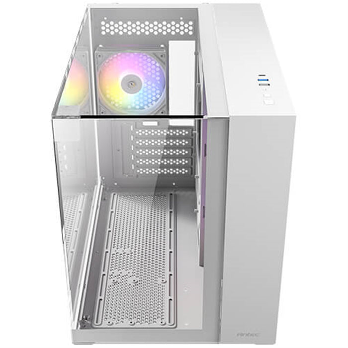 Antec CX600M Trio ARGB Mini Tower Gaming Case, White, Tempered Glass Panels, Dual Chamber Design, Vertical Cooling, Pre-Installed ARGB Fans, Water Cooling Support-Cases-Gigante Computers