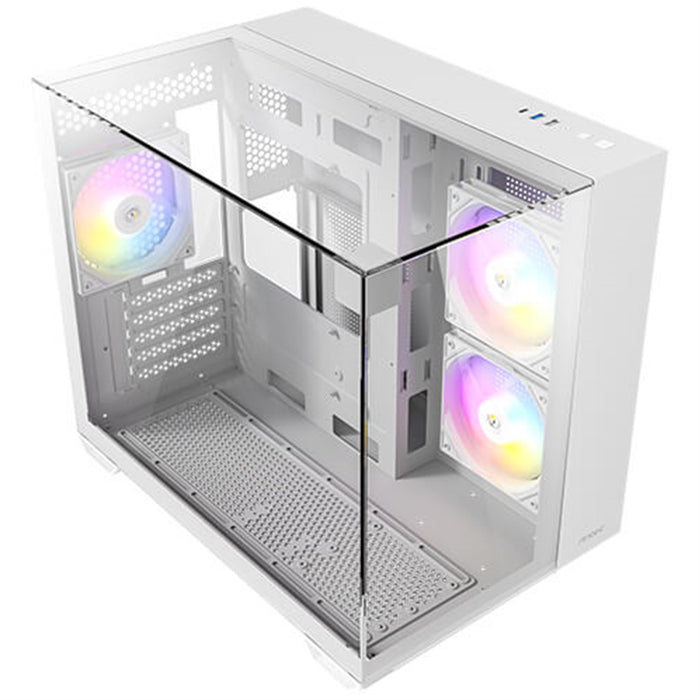 Antec CX600M Trio ARGB Mini Tower Gaming Case, White, Tempered Glass Panels, Dual Chamber Design, Vertical Cooling, Pre-Installed ARGB Fans, Water Cooling Support-Cases-Gigante Computers