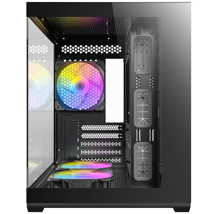 Antec CX60M ARGB Mini Tower Micro ATX Gaming Case, Black, Tempered Glass Panels, Dual Chamber Design, Vertical Cooling, Pre-Installed ARGB Fans, Water Cooling Support,-Cases-Gigante Computers
