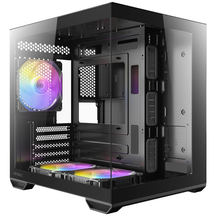 Antec CX60M ARGB Mini Tower Micro ATX Gaming Case, Black, Tempered Glass Panels, Dual Chamber Design, Vertical Cooling, Pre-Installed ARGB Fans, Water Cooling Support,-Cases-Gigante Computers