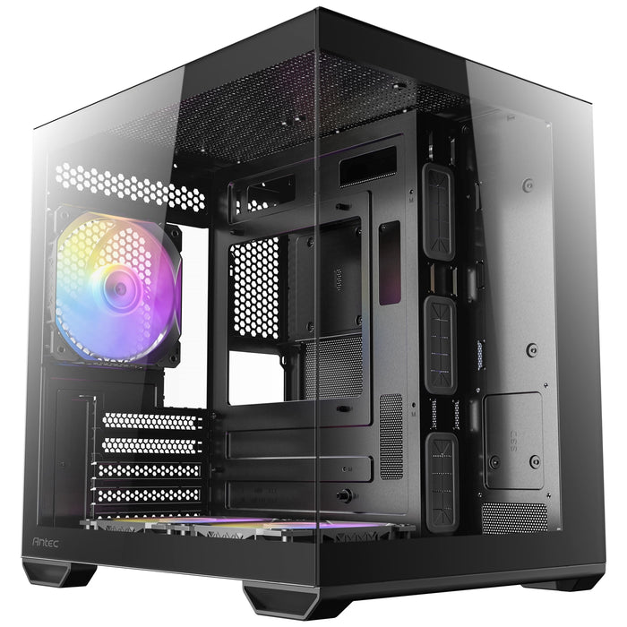 Antec CX60M ARGB Mini Tower Micro ATX Gaming Case, Black, Tempered Glass Panels, Dual Chamber Design, Vertical Cooling, Pre-Installed ARGB Fans, Water Cooling Support,-Cases-Gigante Computers