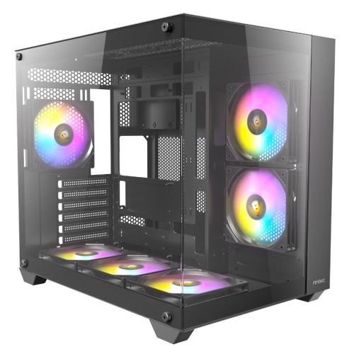 Antec CX800 RGB Elite Dual Chamber Gaming Case w/ Glass Side & Front, ATX, 6x RGB Fans, LED Button, Asus BTF Compatible, Black-Cases-Gigante Computers