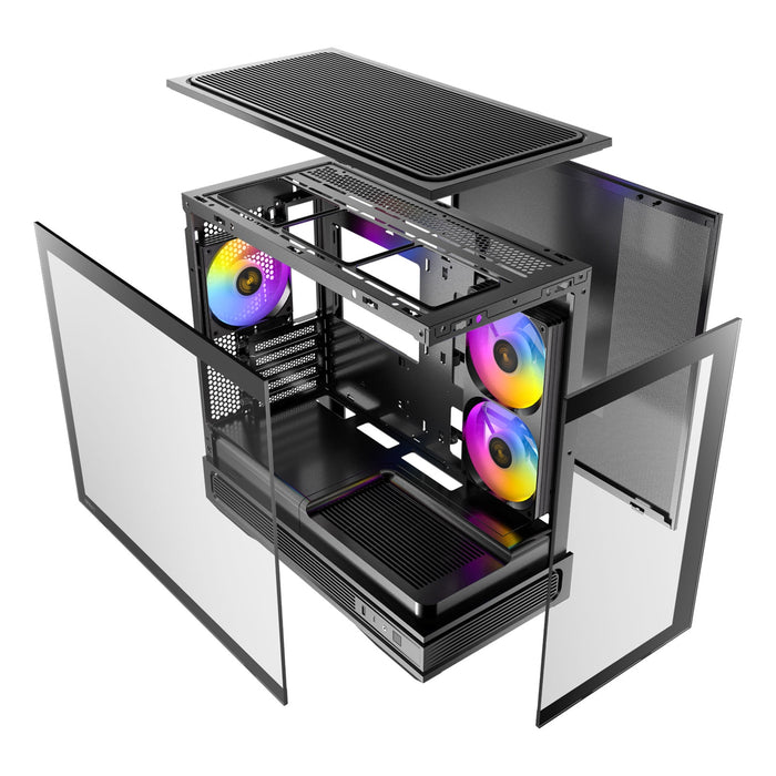 Antec Constellation C2M ARGB Micro-ATX PC Case, 270' Panoramic Tempered Glass, 240mm and 120mm ARGB PWM Fans, USB-C, 360mm Radiator Support, Black-Cases-Gigante Computers