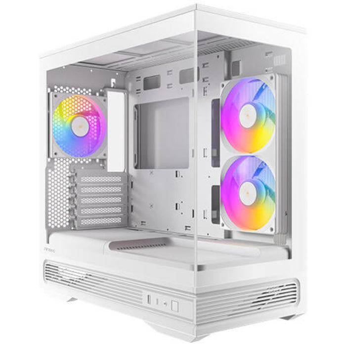 Antec Constellation C2M ARGB Micro-ATX PC Case, 270' Panoramic Tempered Glass, 240mm and 120mm ARGB PWM Fans, USB-C, 360mm Radiator Support, White-Cases-Gigante Computers